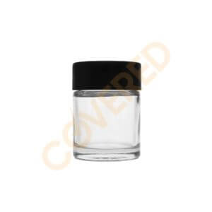 2oz Glass Jar CR Black Flat Cap (Dog Walker) (200 Count)