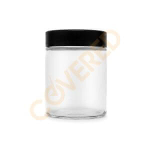 4oz Glass Jar / Flat Black CR Cap (100 Count)